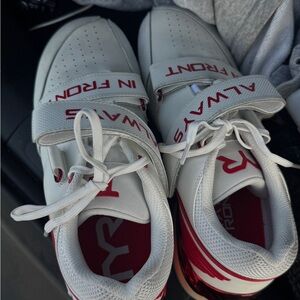 TYR Elite Men’s Carbon Oly Lifters White and Red Chrome